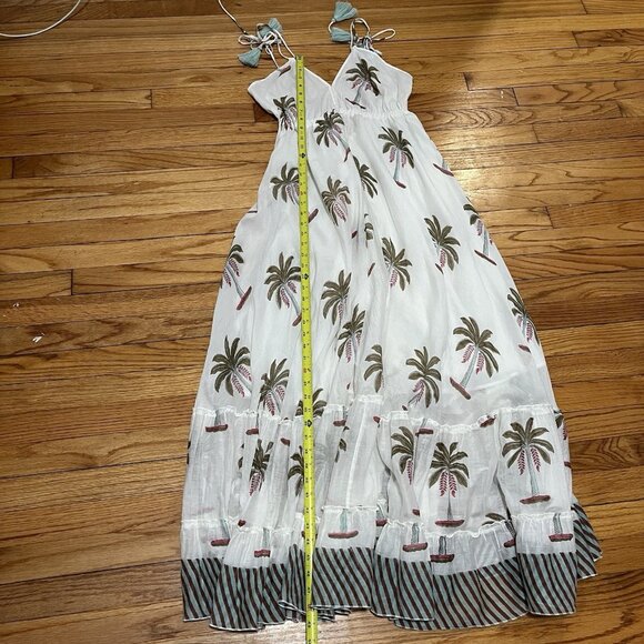 Roller Rabbit Morjim Palm Venezia Maxi Tassel Cream Dress Size Medium - Picture 10 of 11